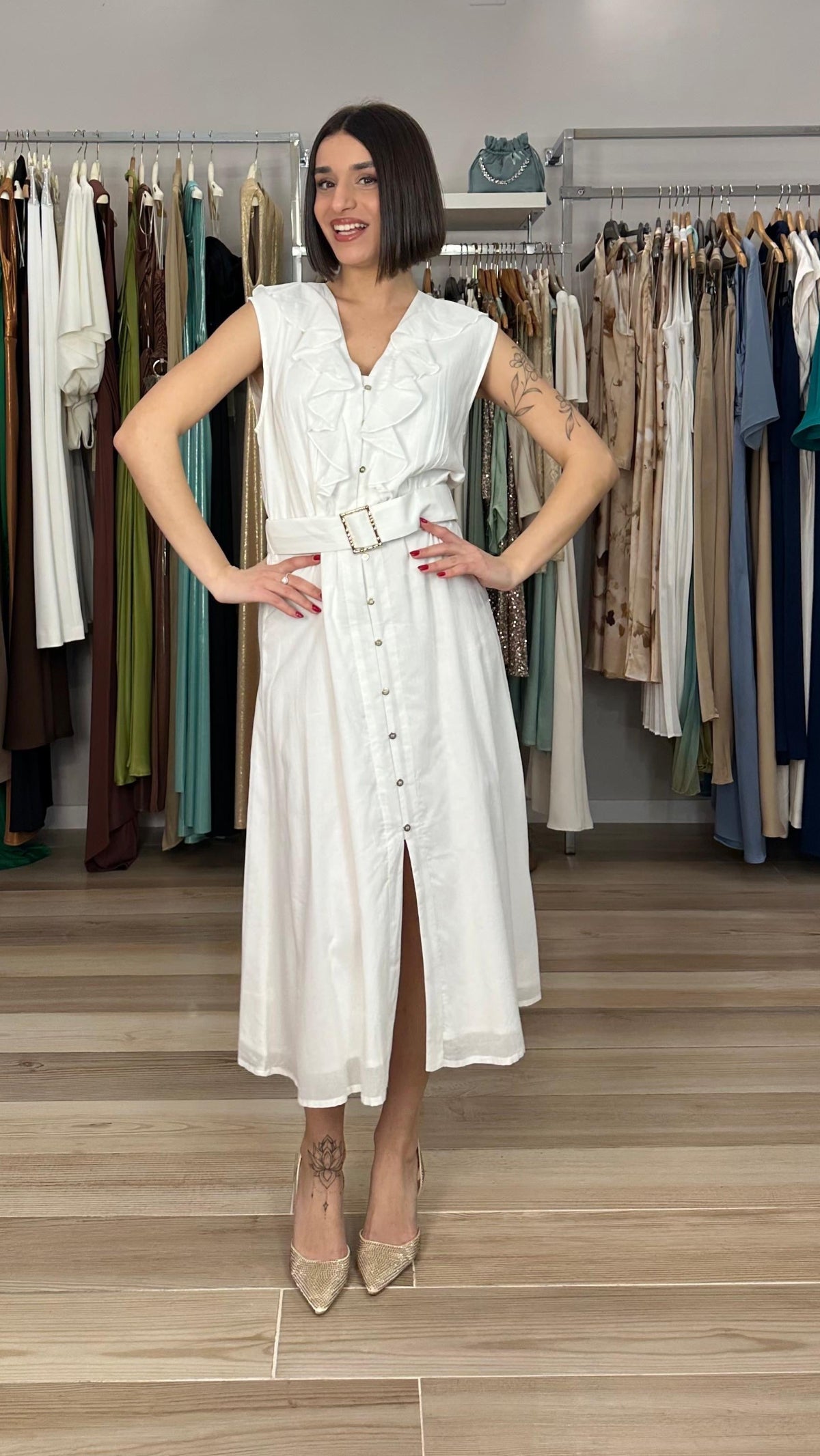 Abito Kocca chemisier panna dettaglio