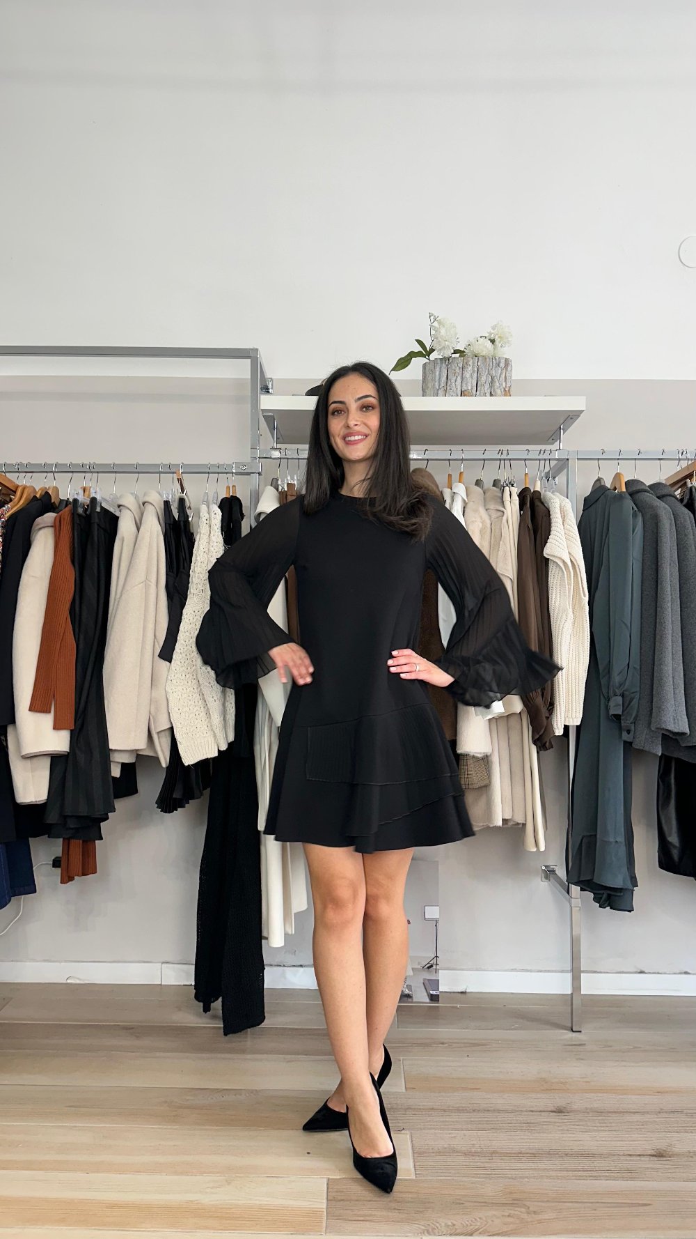 Abito nero corto Susy mix Elite dettaglio