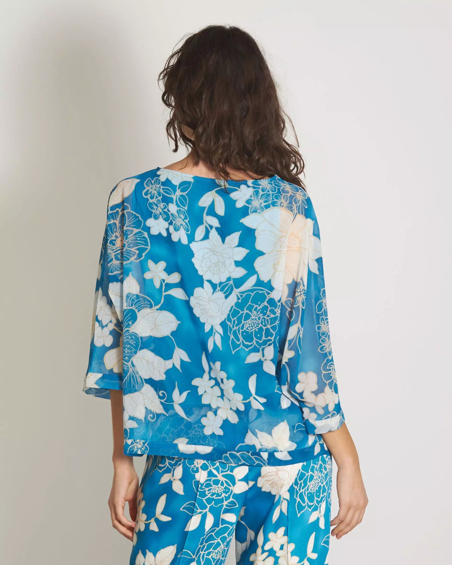 Blusa Emme Marella floreale azzurro