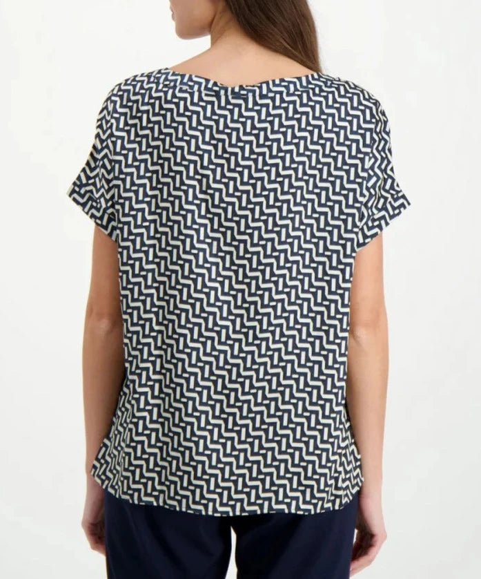Blusa Emme Marella geometrica blu retro