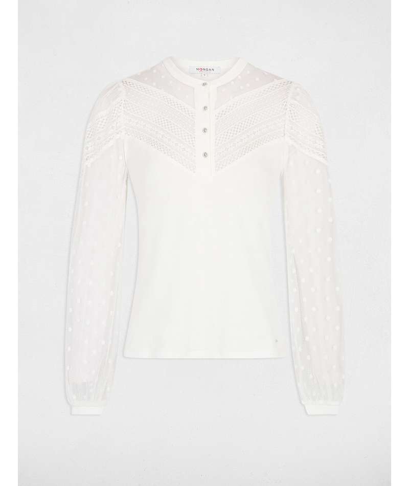 Camicia bianca in pizzo Morgan dettaglio
