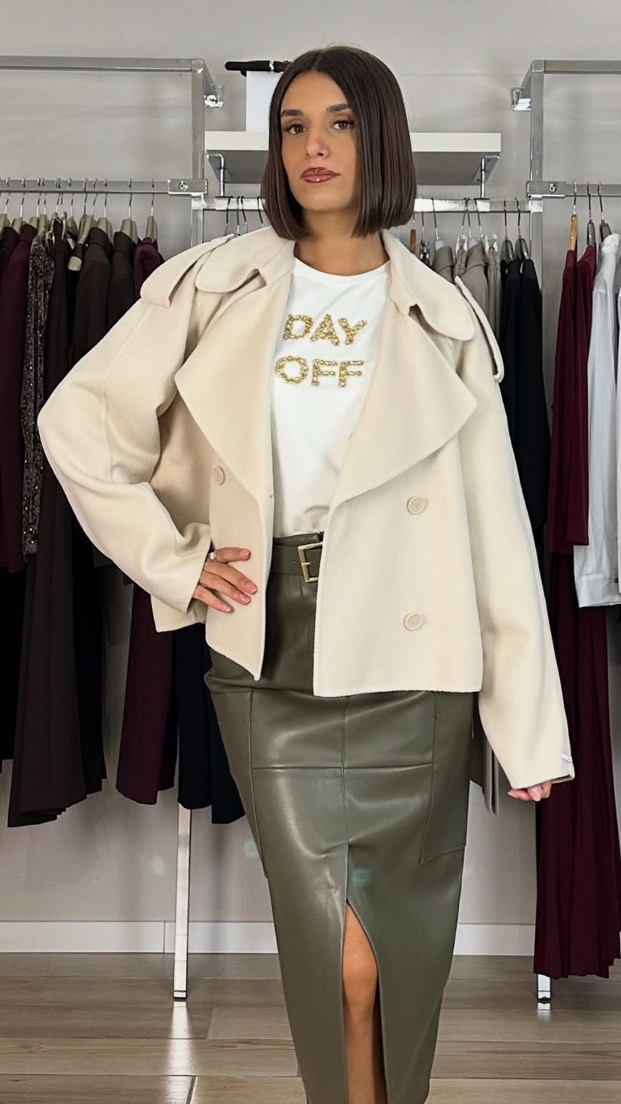 Emme Marella caban beige frontale