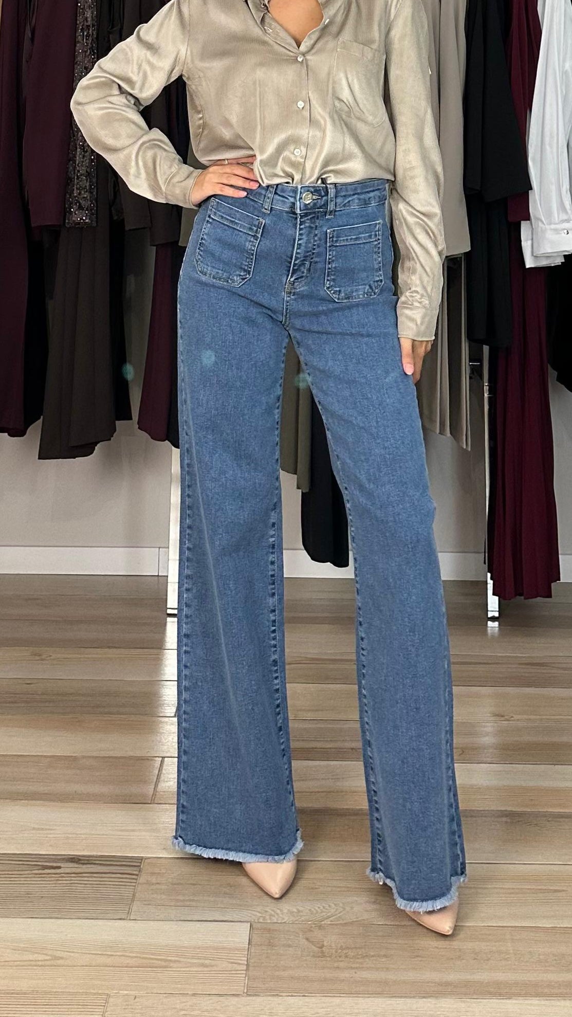 Emme Marella jeans a palazzo dettaglio