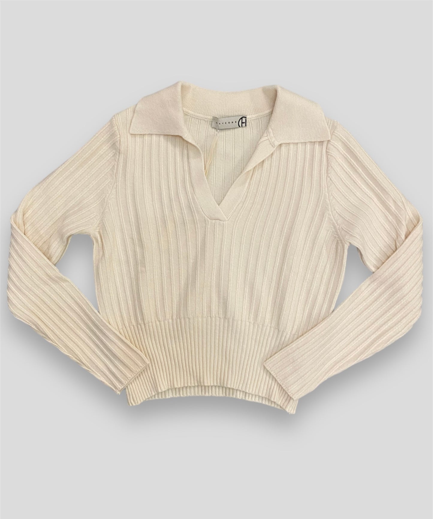 Haveone maglia a V panna dettaglio