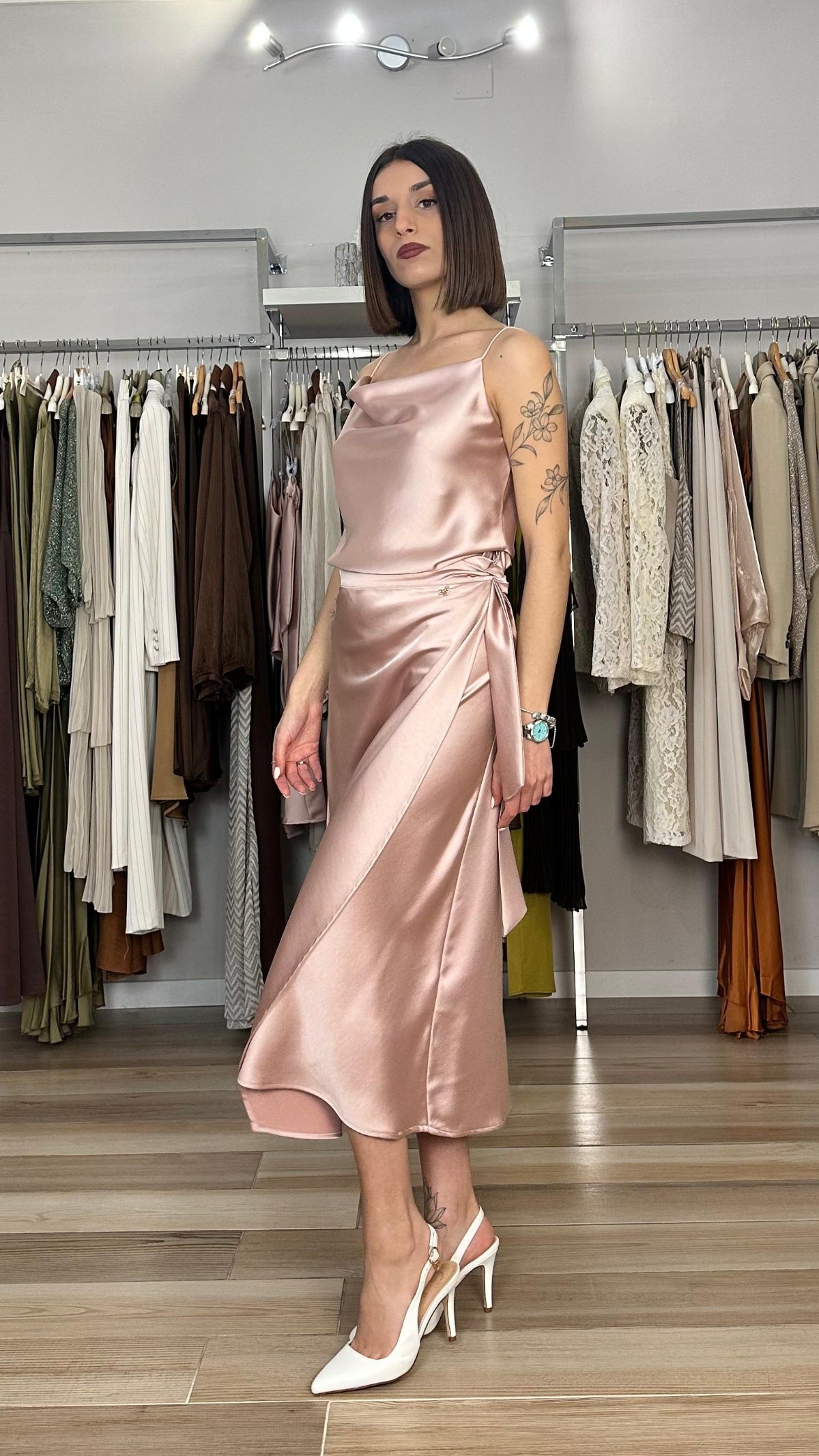 Gonna midi in satin Souvenir dettaglio