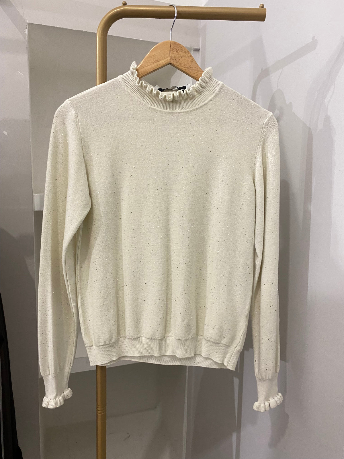 Haveone maglioncino rouches panna