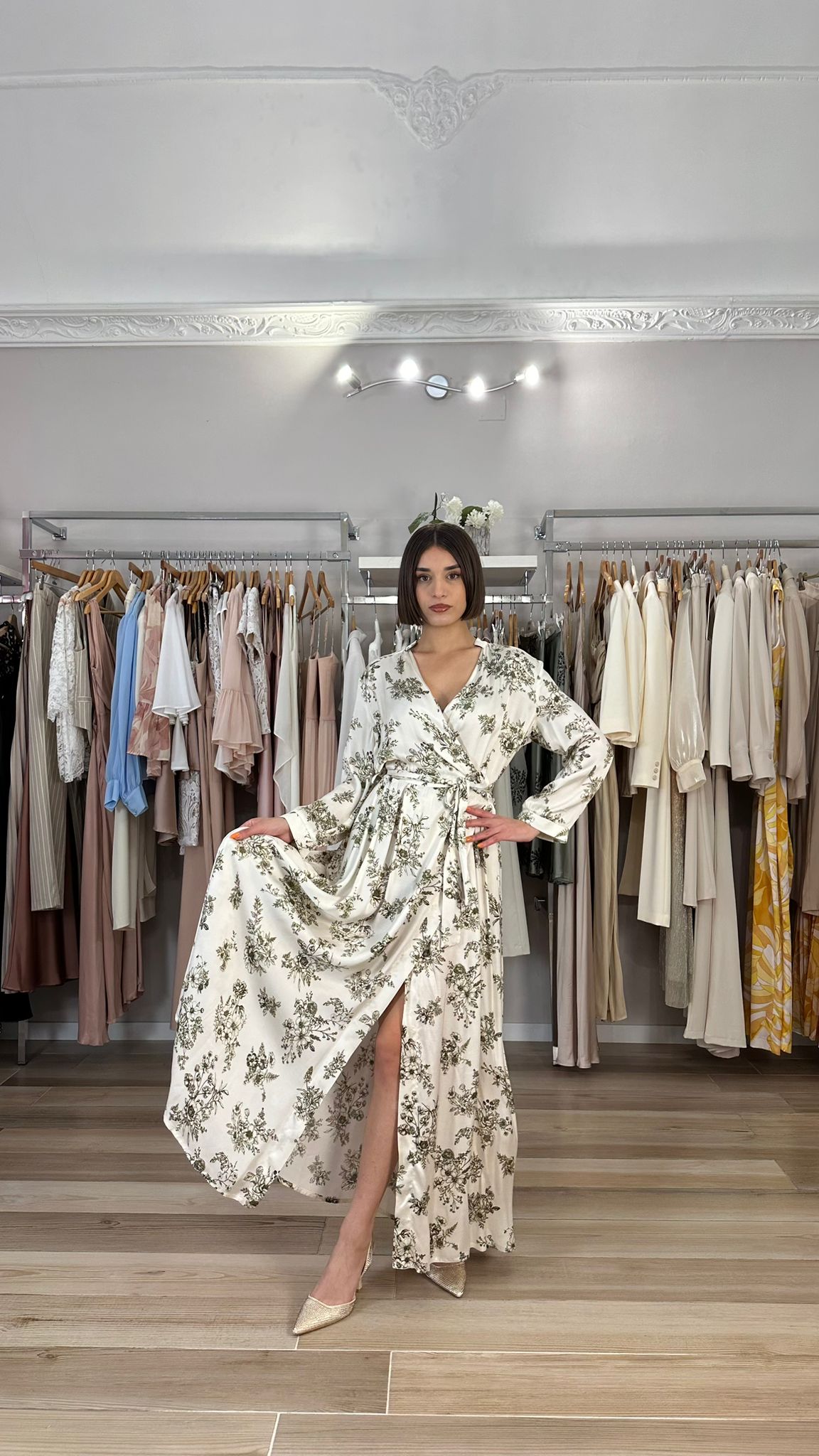 Maryley abito lungo floreale dettaglio