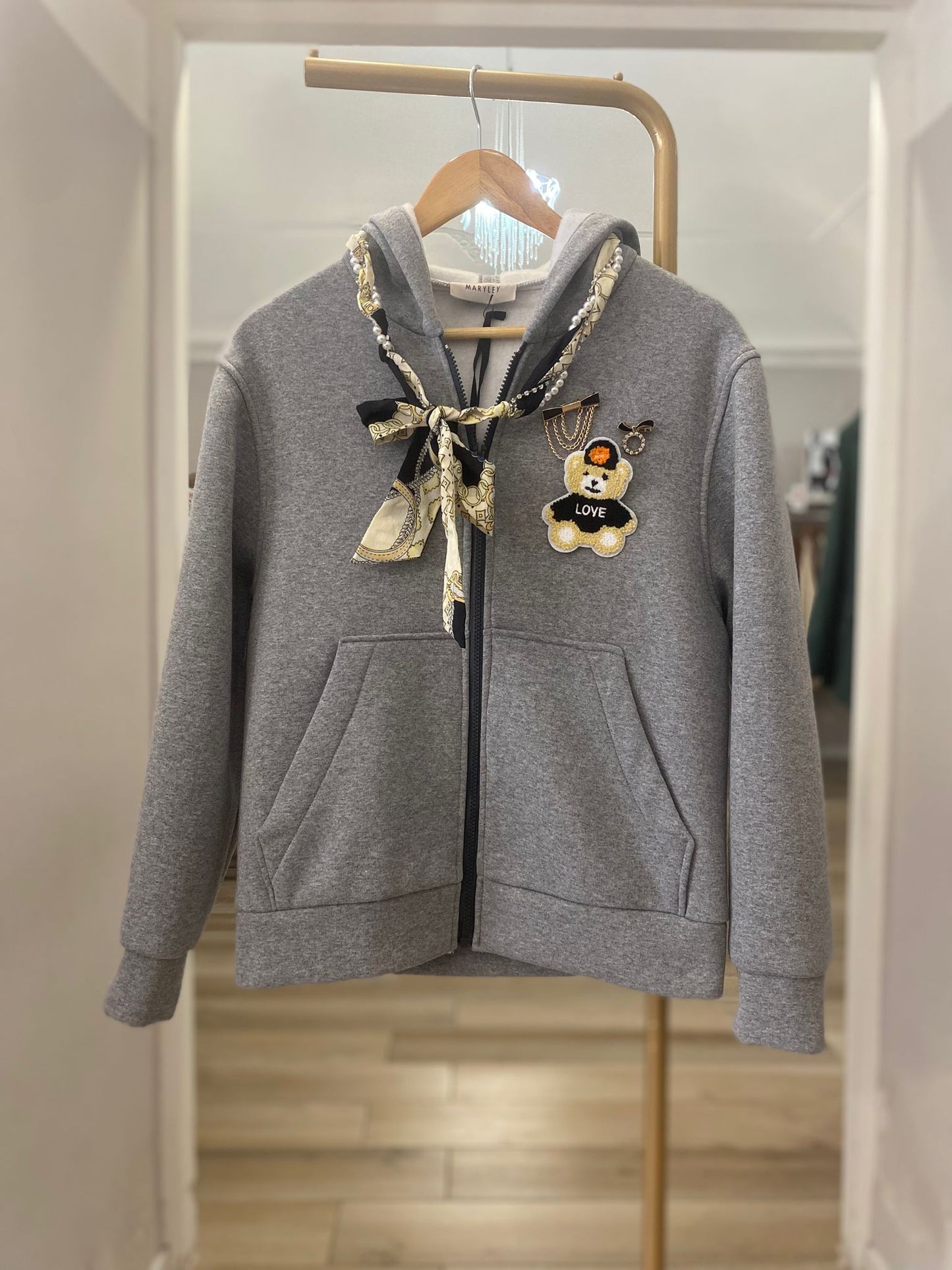 Maryley felpa grigia orsetto