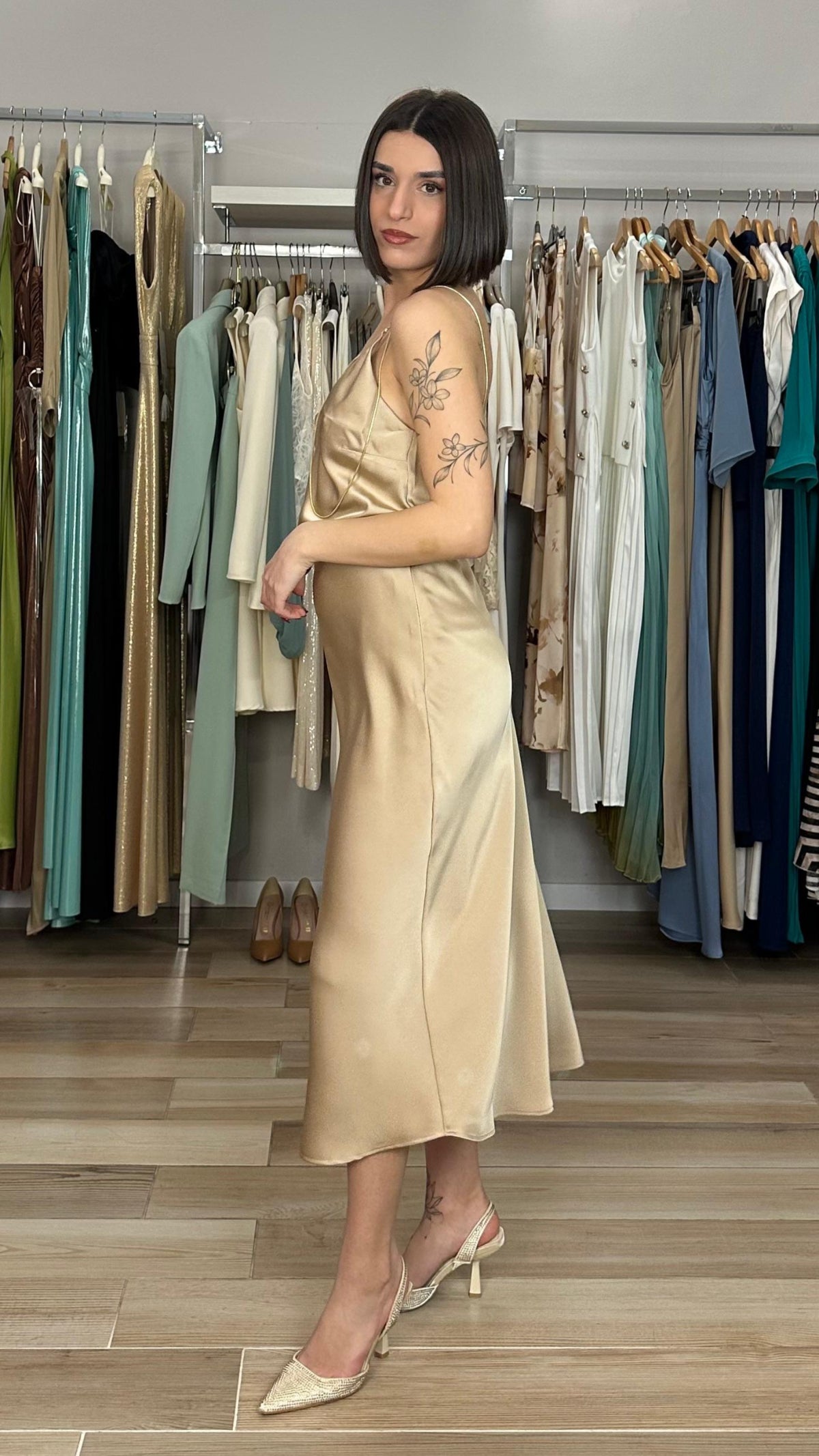 Kocca gonna lunga in satin laterale