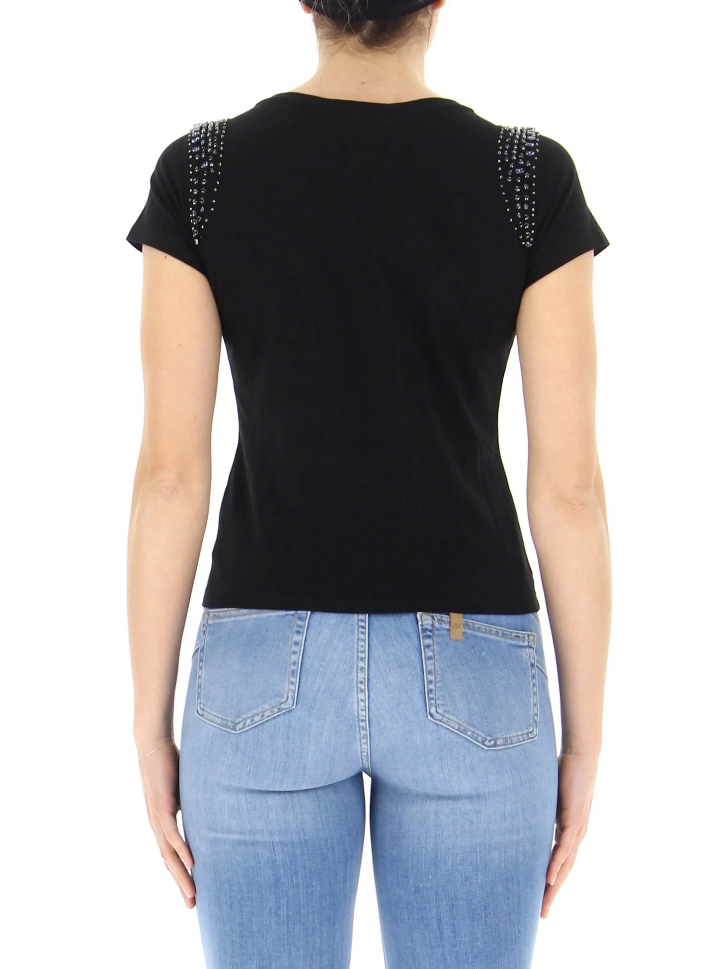 Kocca t-shirt con pietre gioiello nera retro