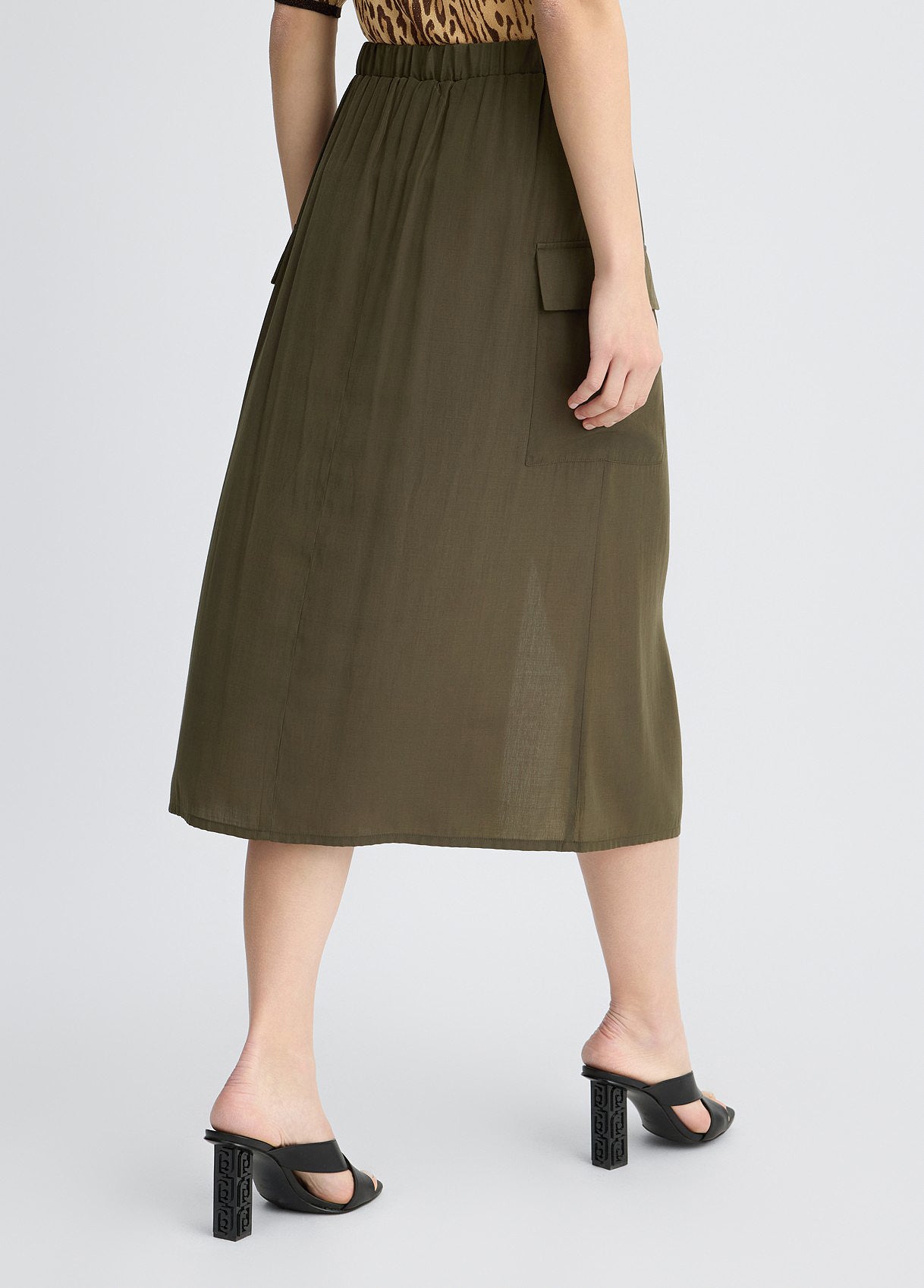 Liu_Jo_gonna_cargo_verde_militare_retro