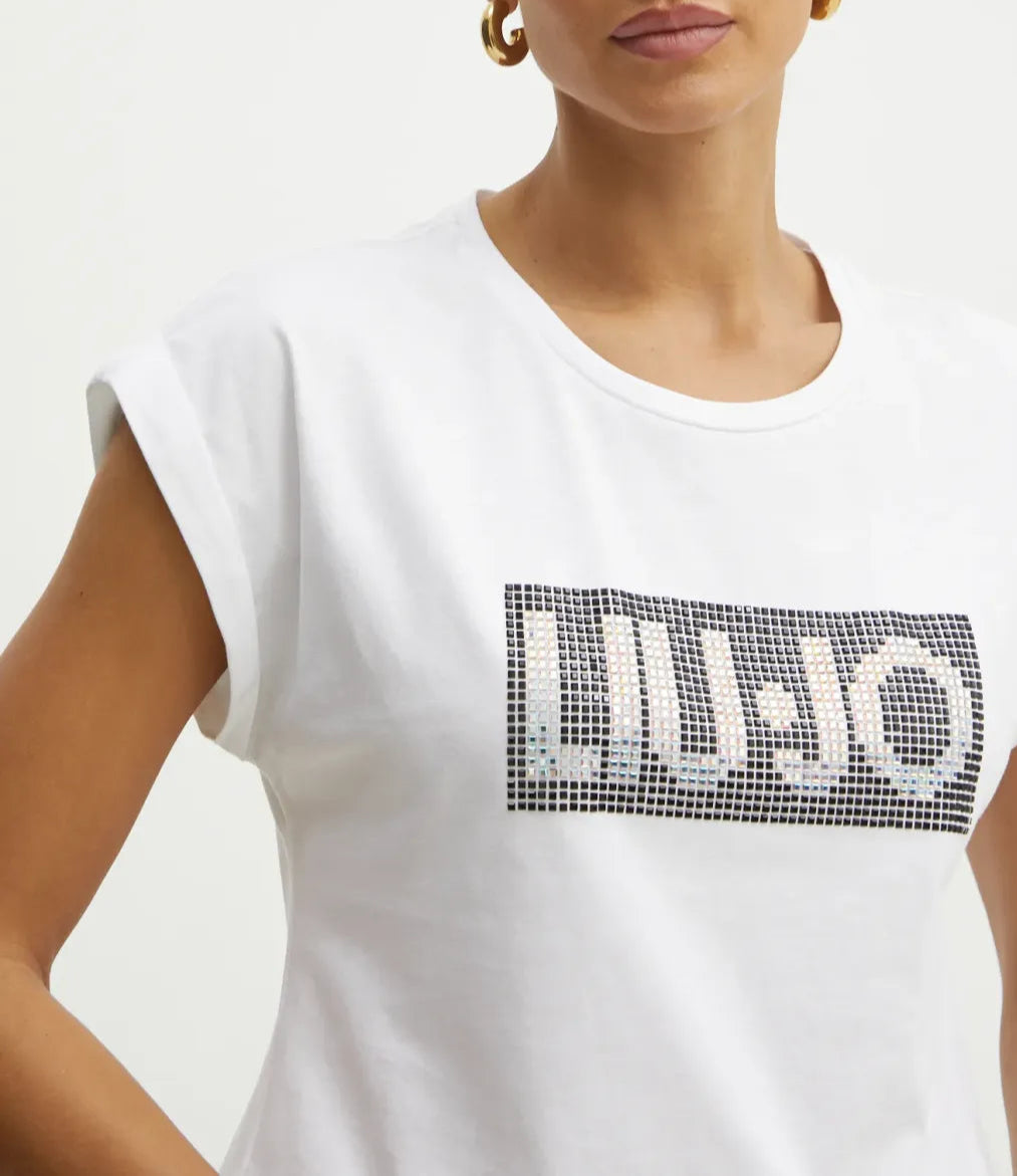 Liu Jo t-shirt maxi logo strass dettaglio