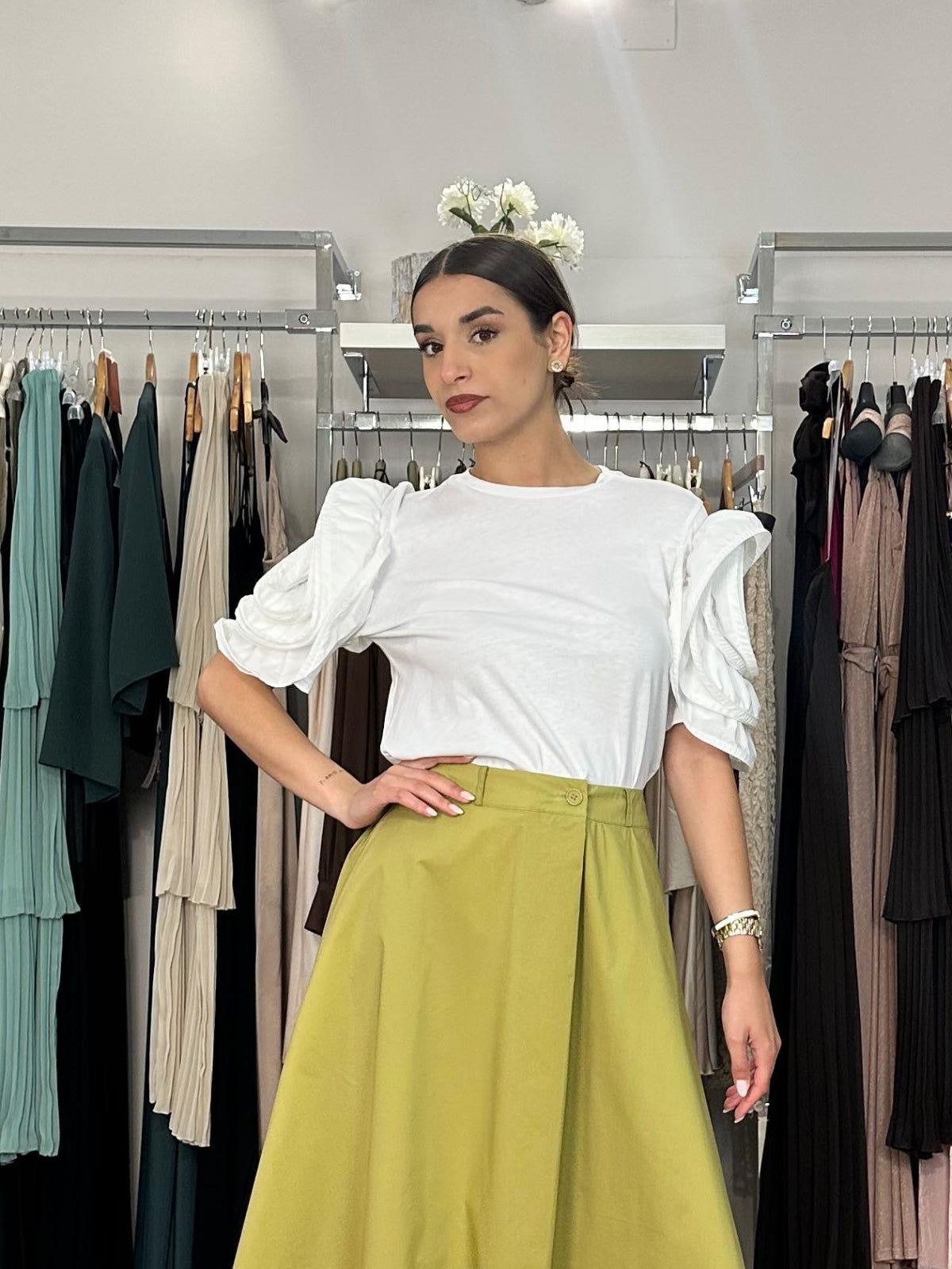 T-shirt con manica fiore Souvenir dettaglio