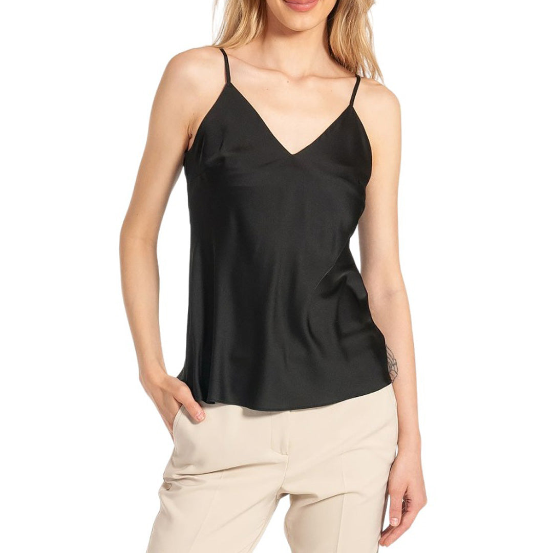 Top Kocca in satin nero frontale