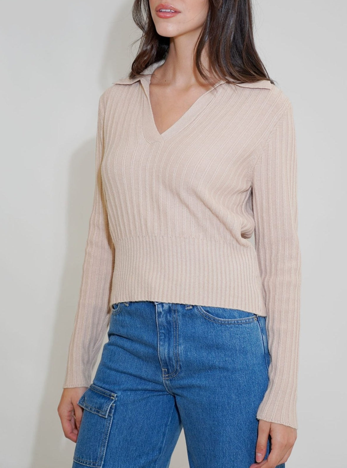 Haveone maglia a V beige