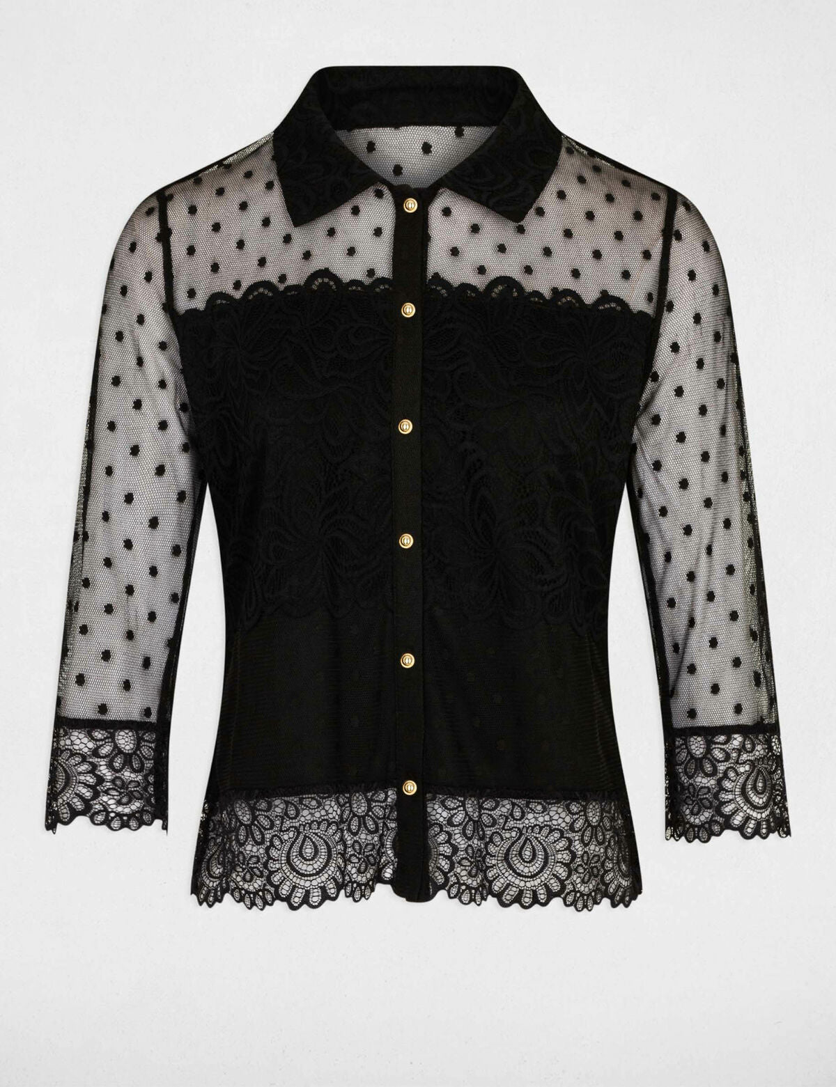 Morgan de toi camicia in pizzo nera dettaglio