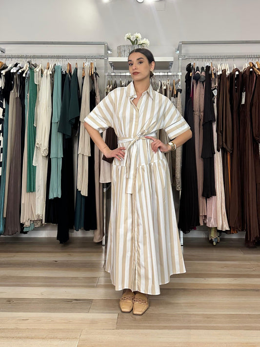 Abito a righe Emme Marella beige 