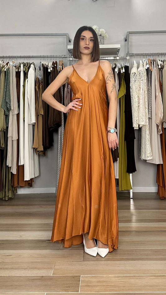 Abito lungo Have one in satin arancione