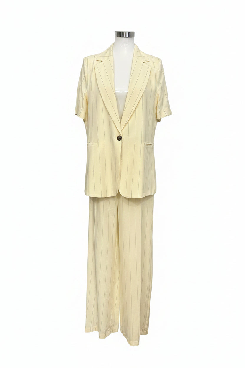 Blazer gessato Haveone- panna-tailleur-dettaglio