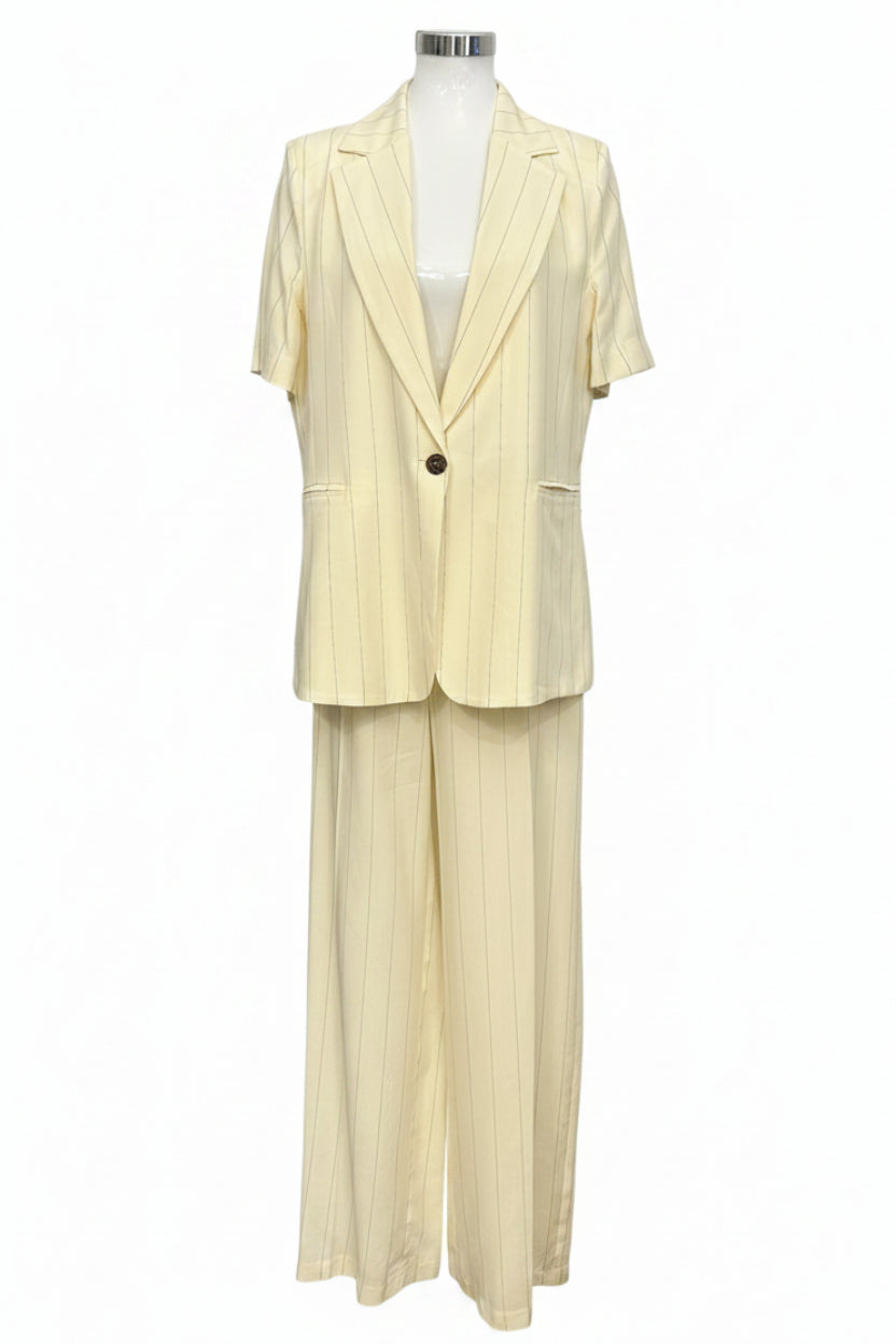 Blazer gessato Haveone- panna-tailleur