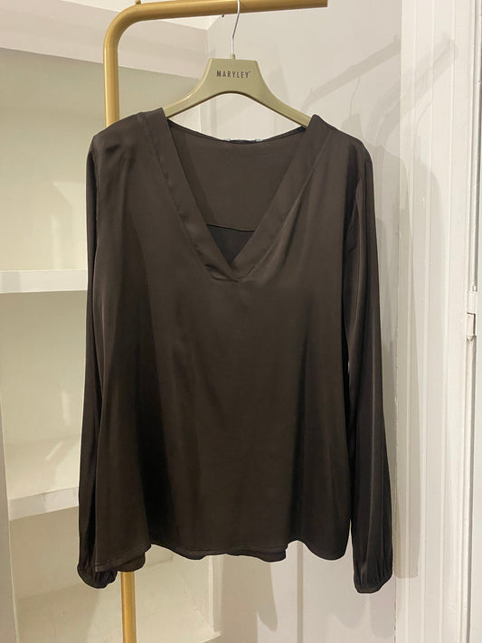 Blusa Maryley in viscosa marrone