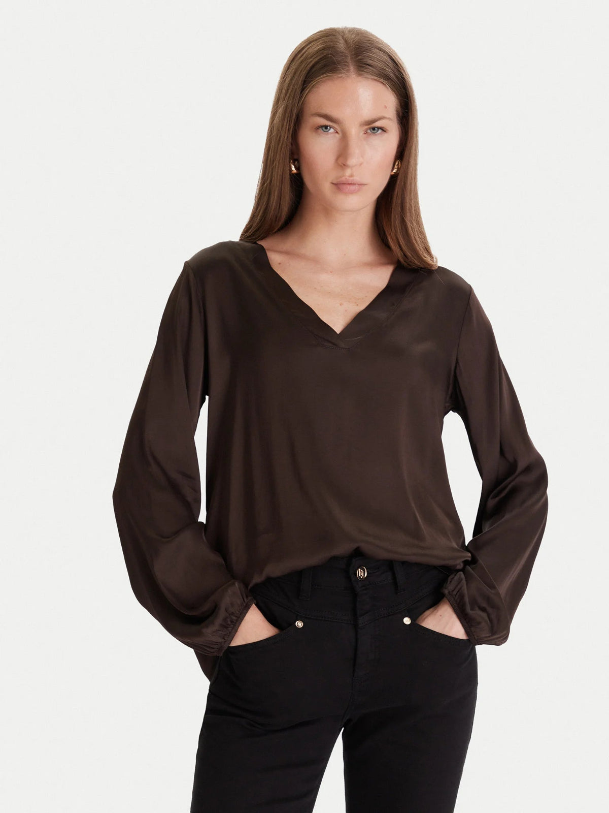 Blusa in viscosa Maryley marrone