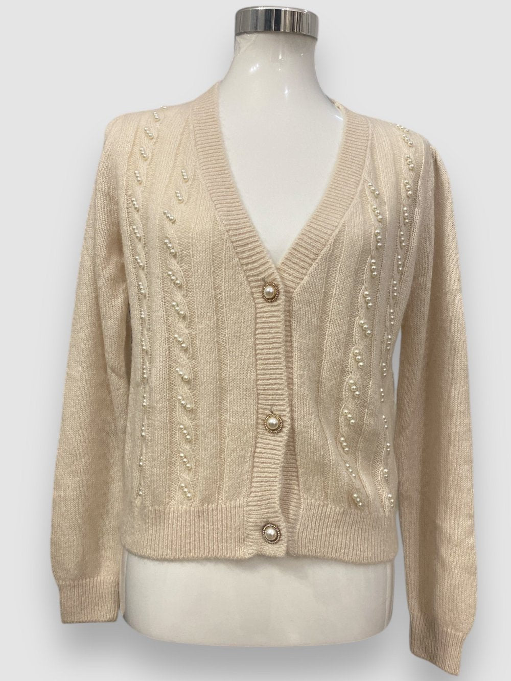 Cardigan Kocca con perline beige