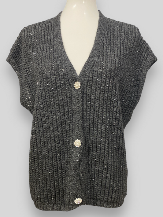 Cardigan smanicato Souvenir grigio