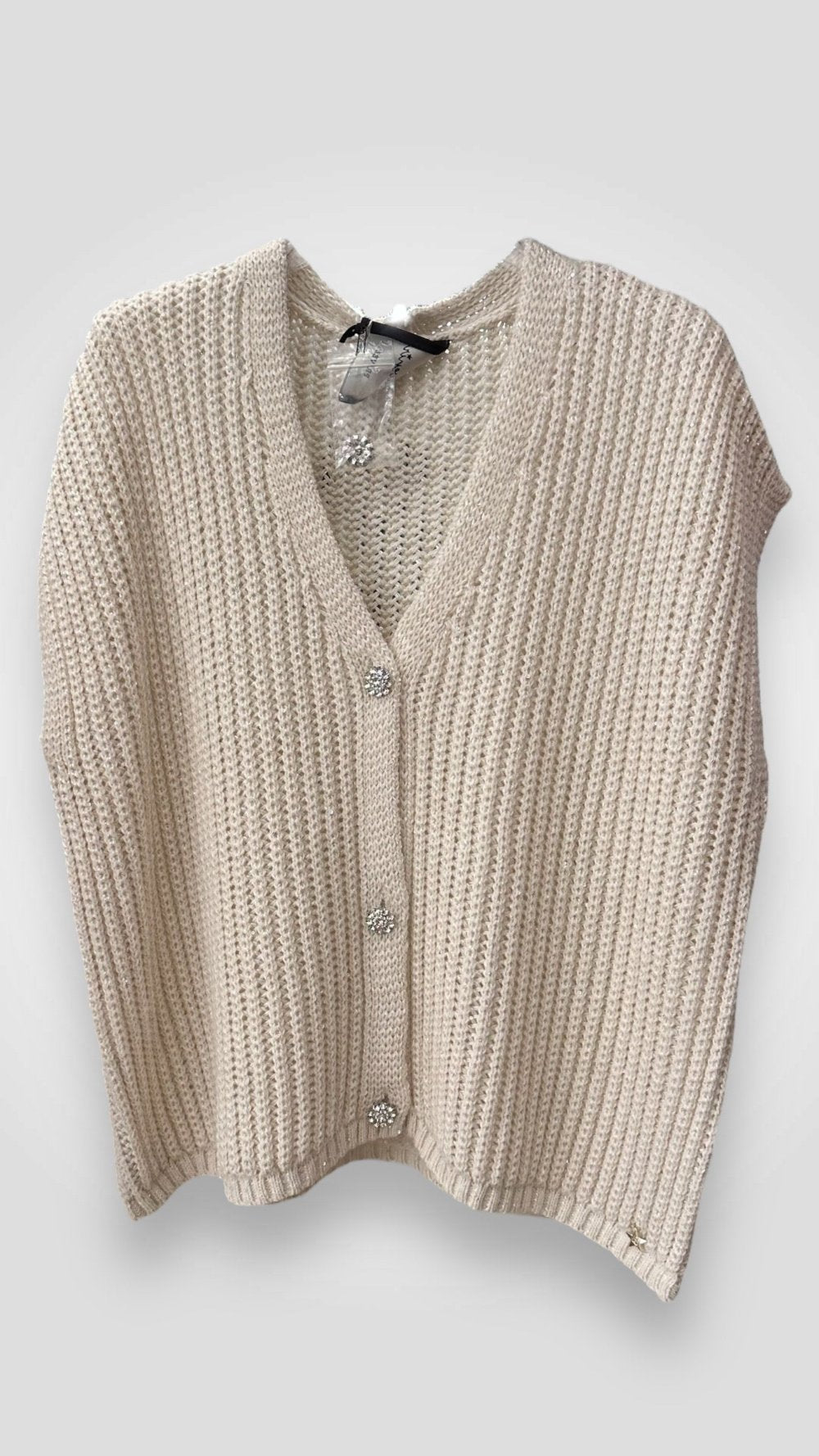 Cardigan smanicato Souvenir panna