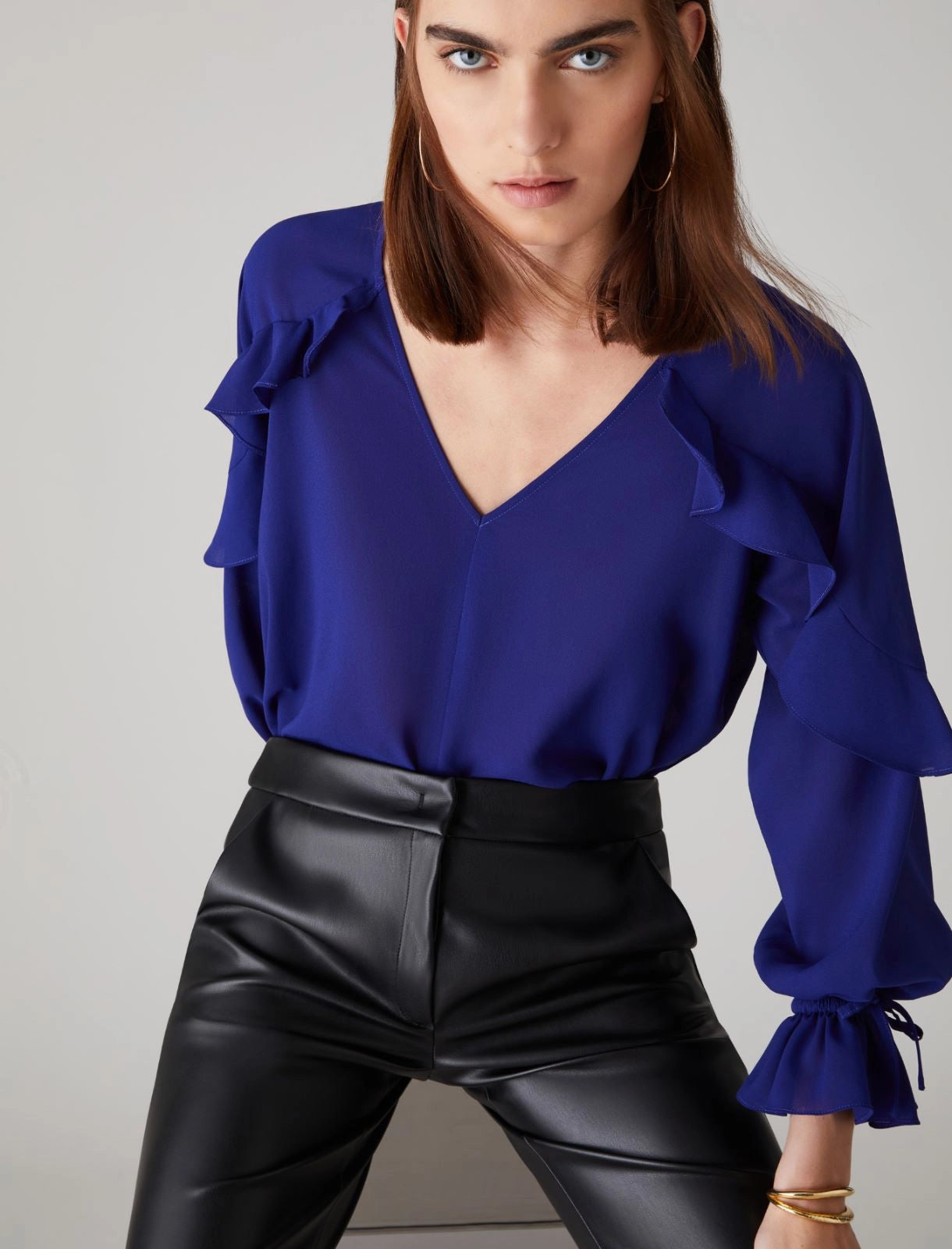 Emme Marella blusa ruches blu dettaglio