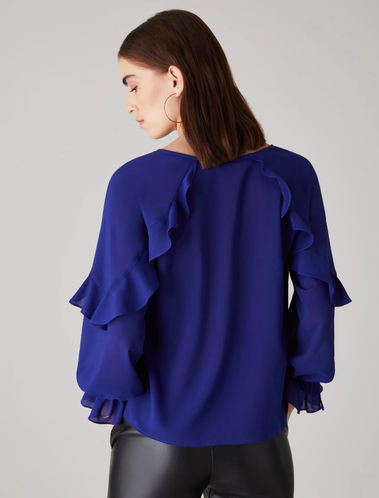 Emme Marella blusa ruches blu retro