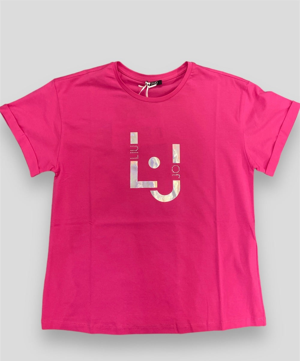 T-shirt Liu Jo logo fucsia