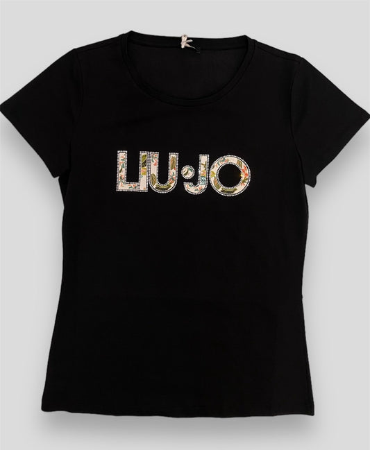T-shirt Liu Jo logo floreale nera