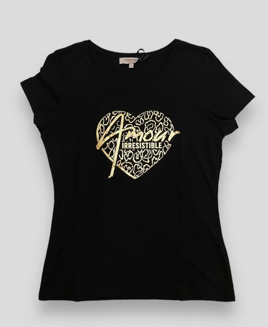 Morgan t-shirt cuore nera frontale