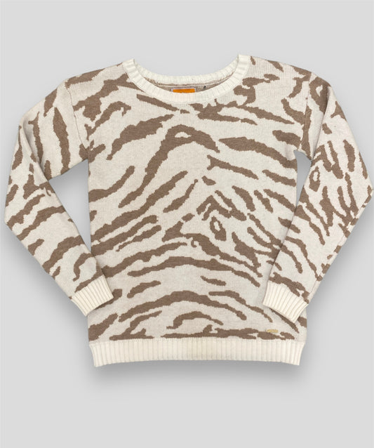 Soya maglione zebrato cammello