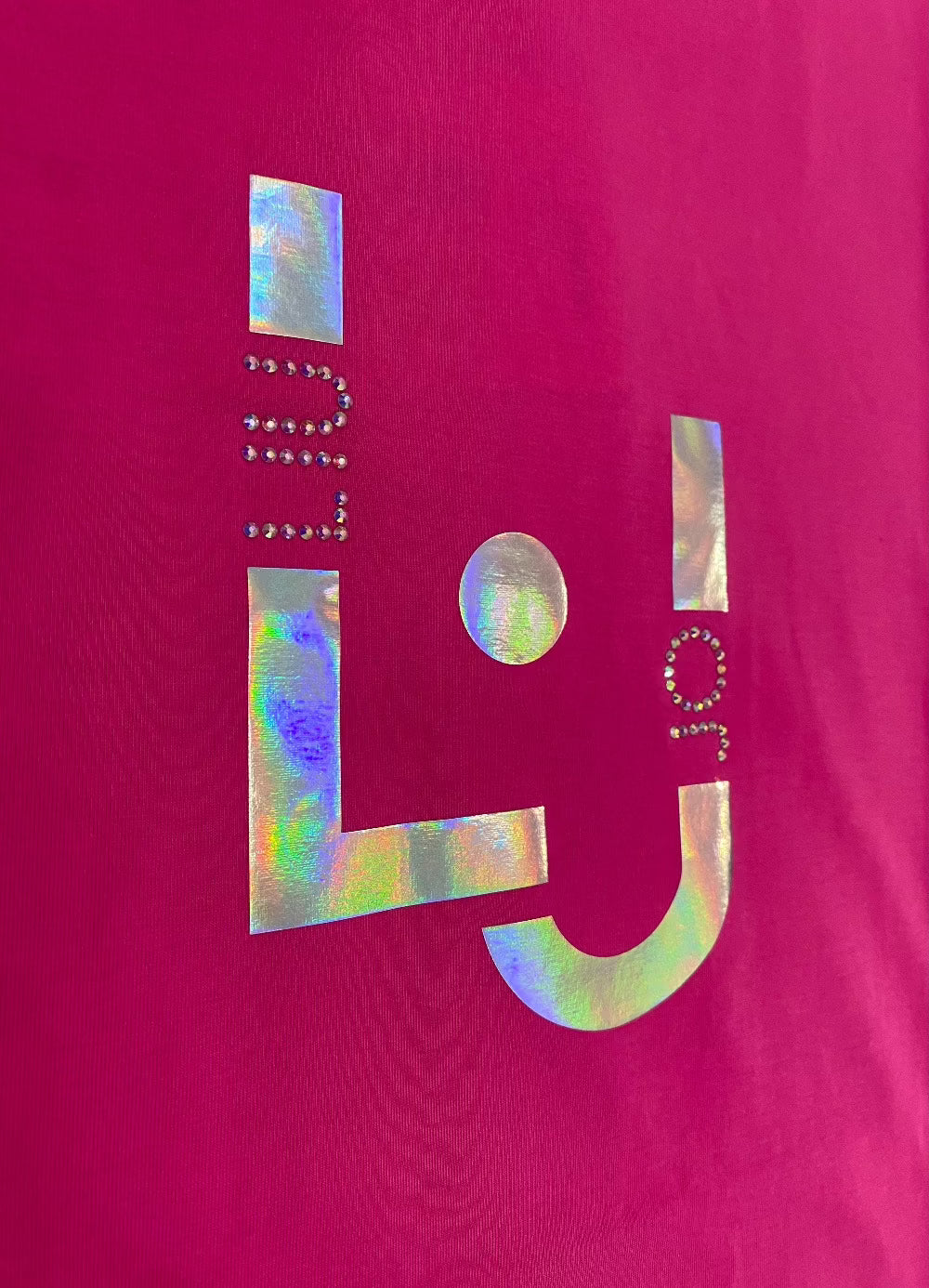 T-shirt Liu Jo logo fucsia dettaglio