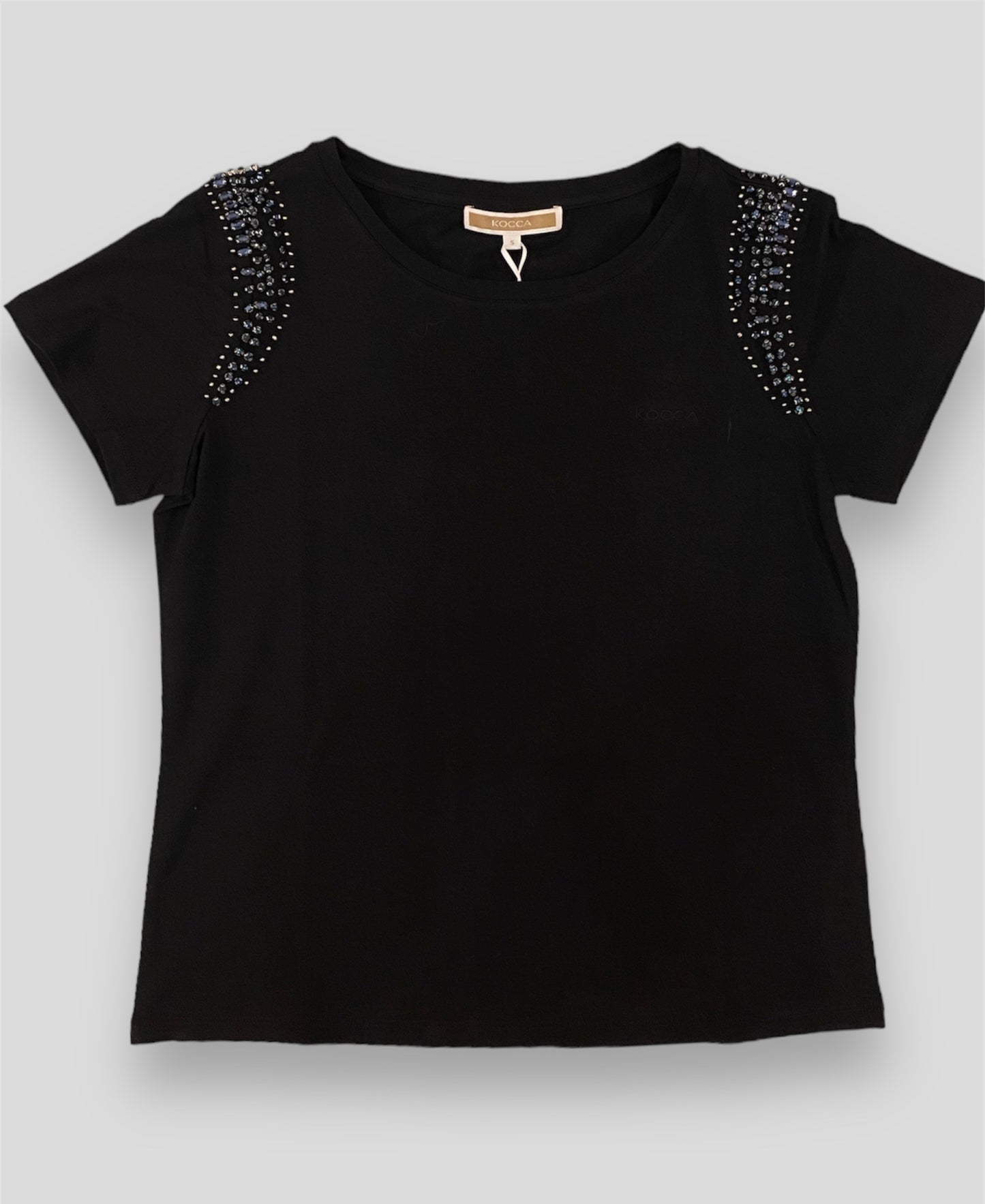 Kocca t-shirt con pietre gioiello nera dettaglio