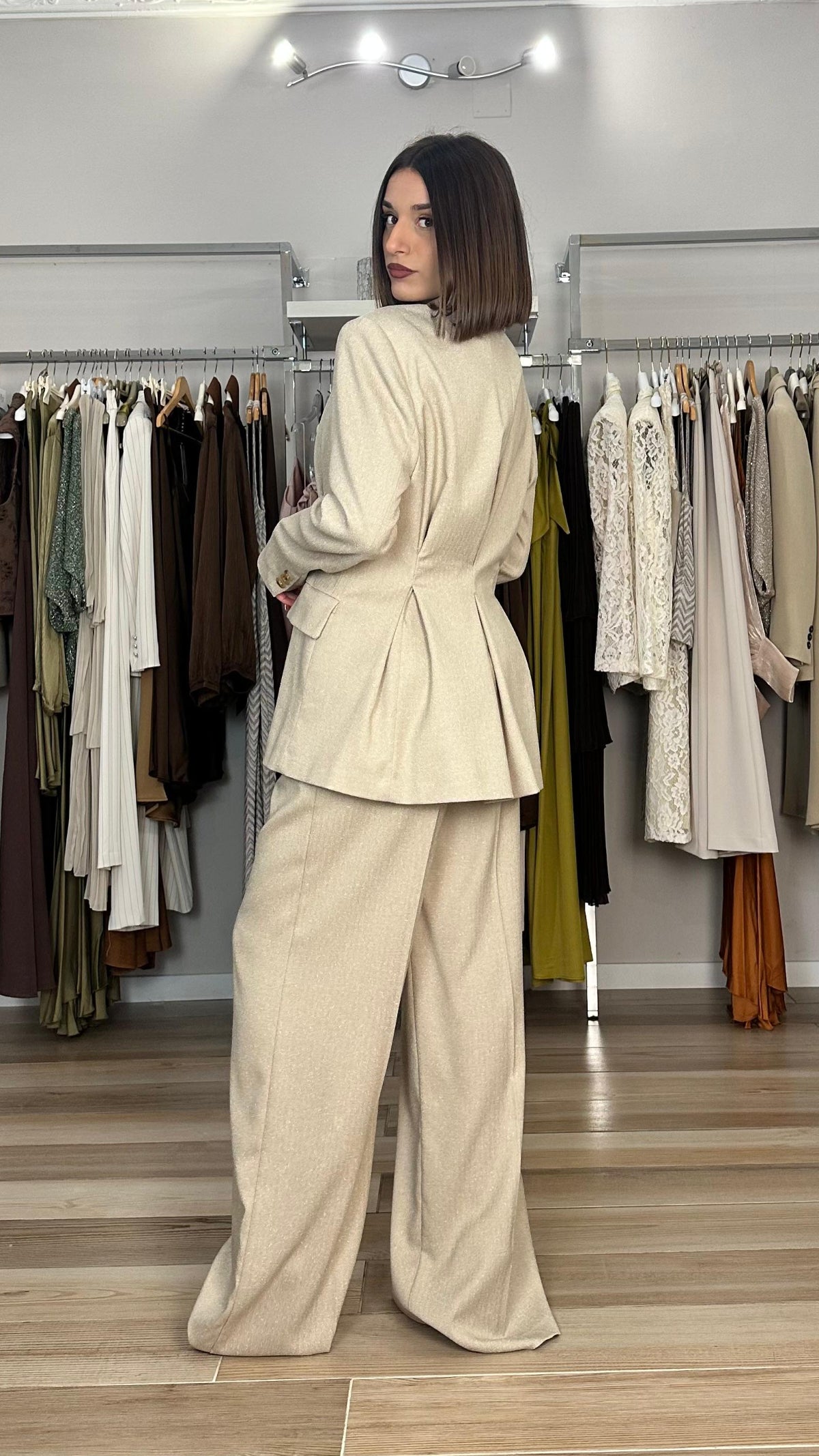 Giacca doppiopetto Maryley beige retro