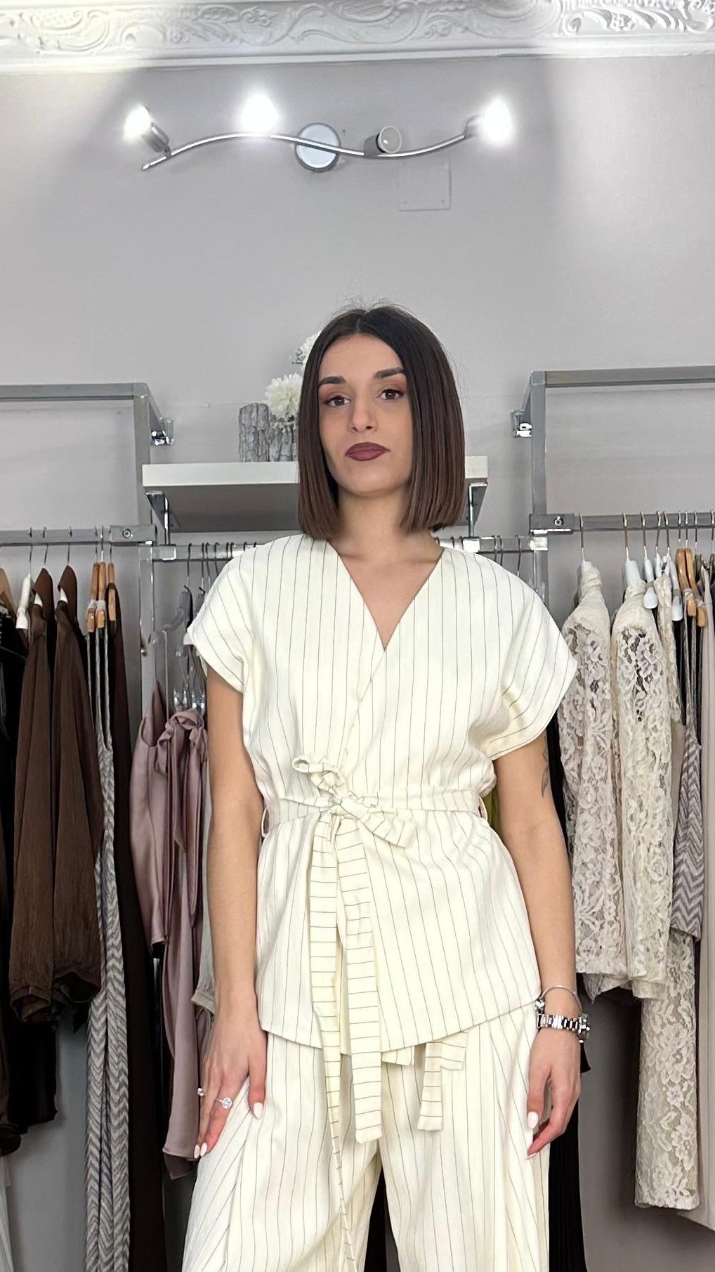 Giacca kimono gessato Souvenir