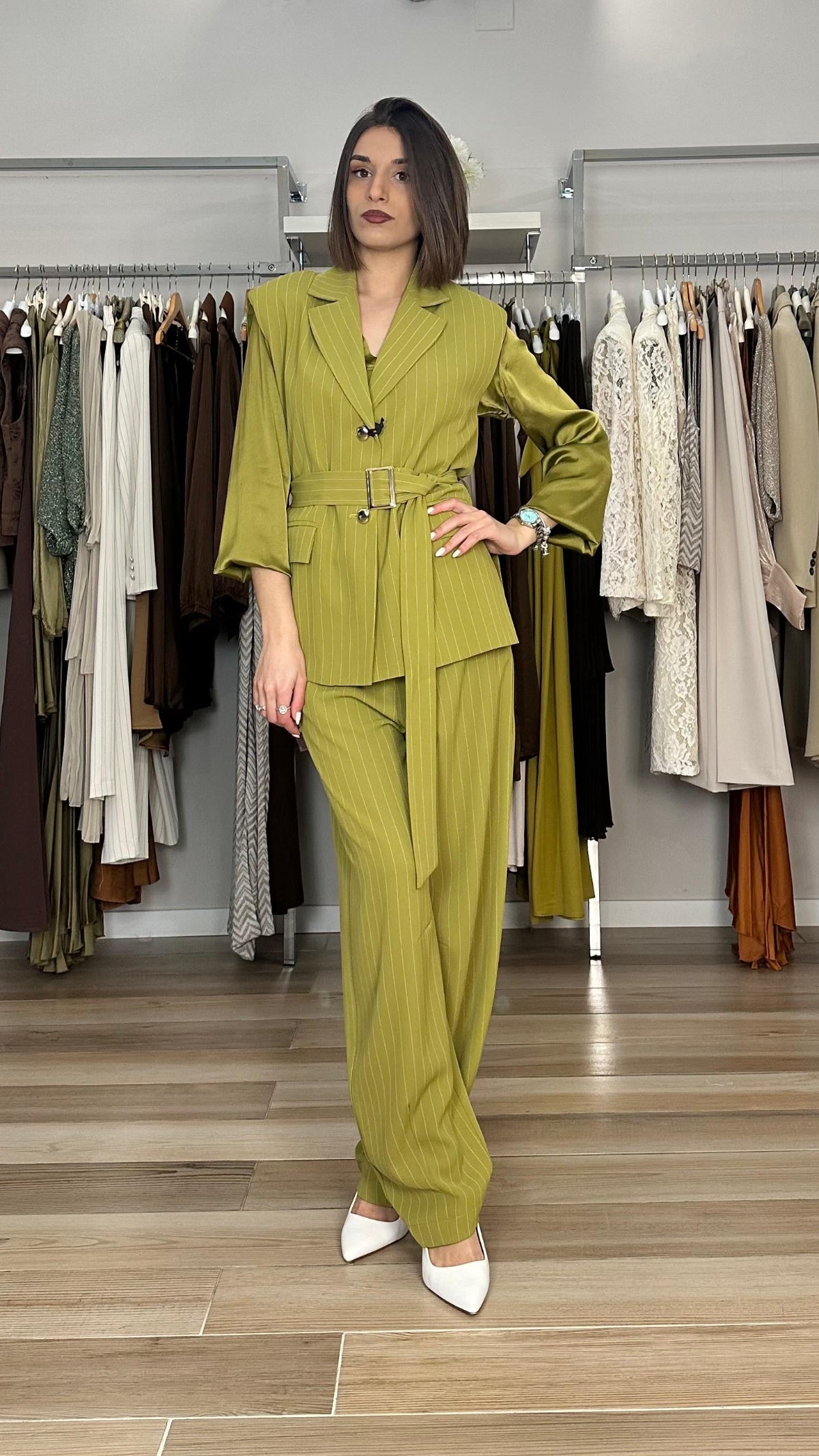 Gilet gessato Maryley dettaglio