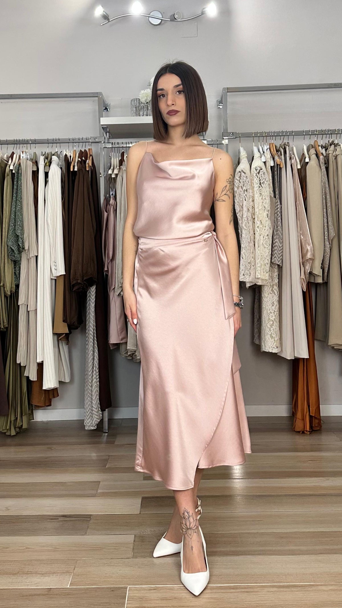 Gonna midi in satin Souvenir frontale