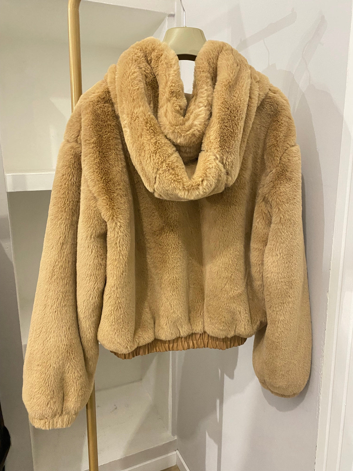 Haveone bomber in ecopelliccia cammello retro