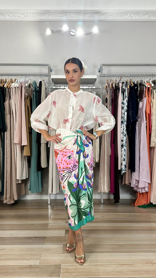 Haveone gonna midi pareo tigre - GVS-Q255-indossato