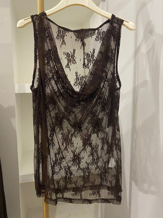 Haveone top in pizzo marrone