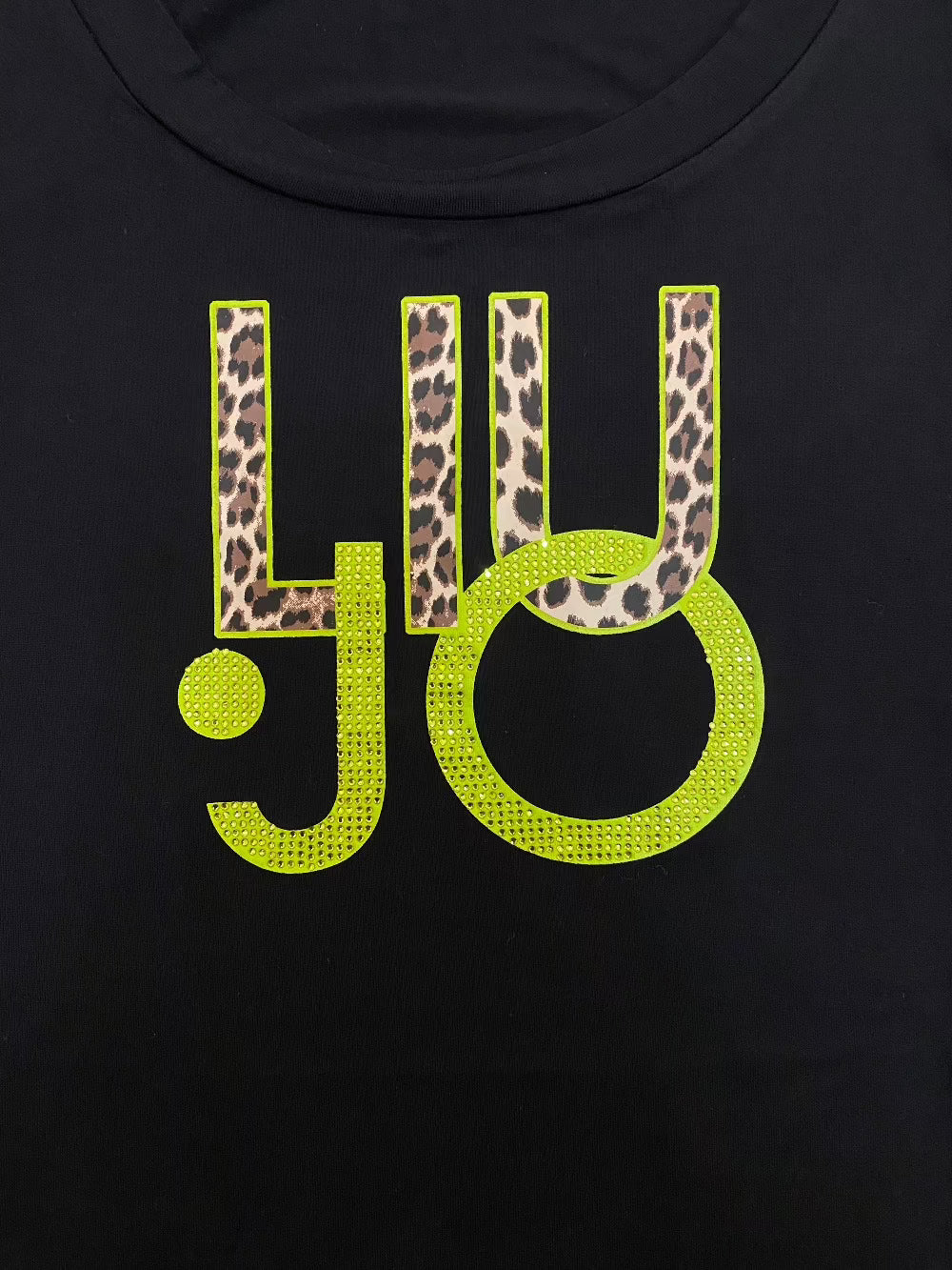 Canotta Liu Jo nera logo animalier dettaglio