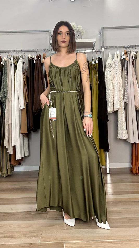 Kocca abito lungo in satin verde