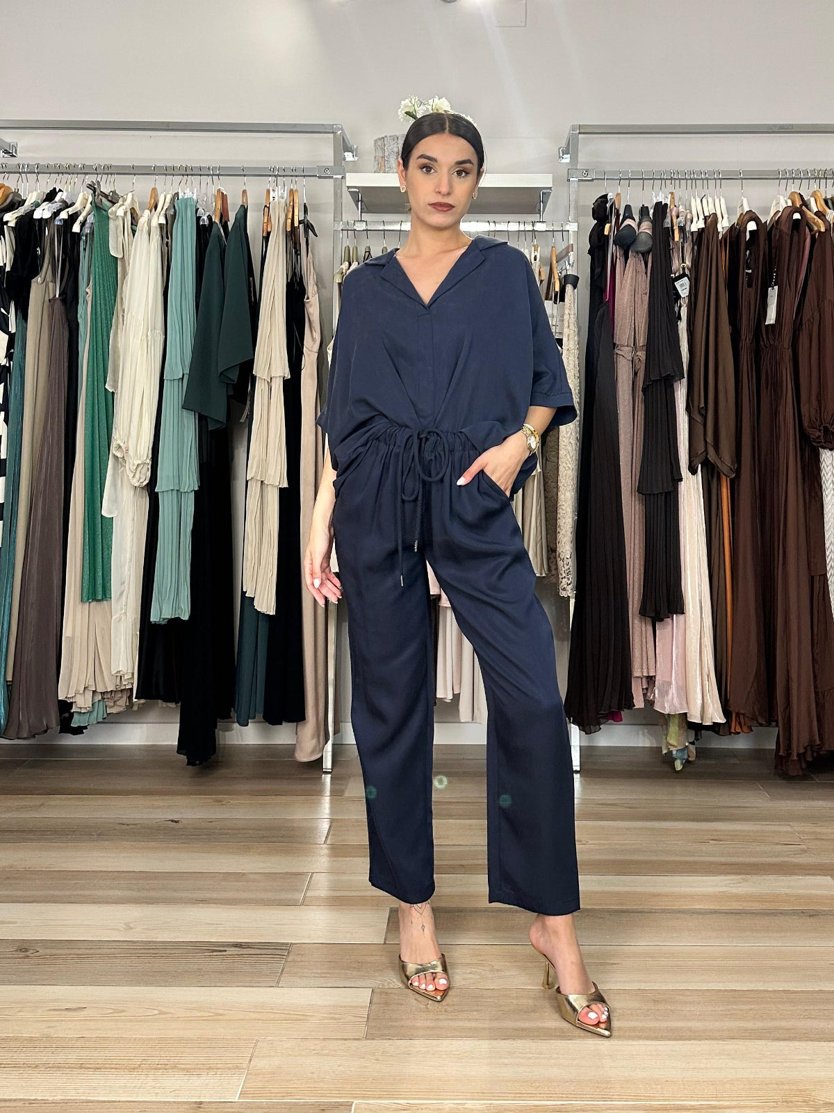 Kocca blusa over blu dettaglio