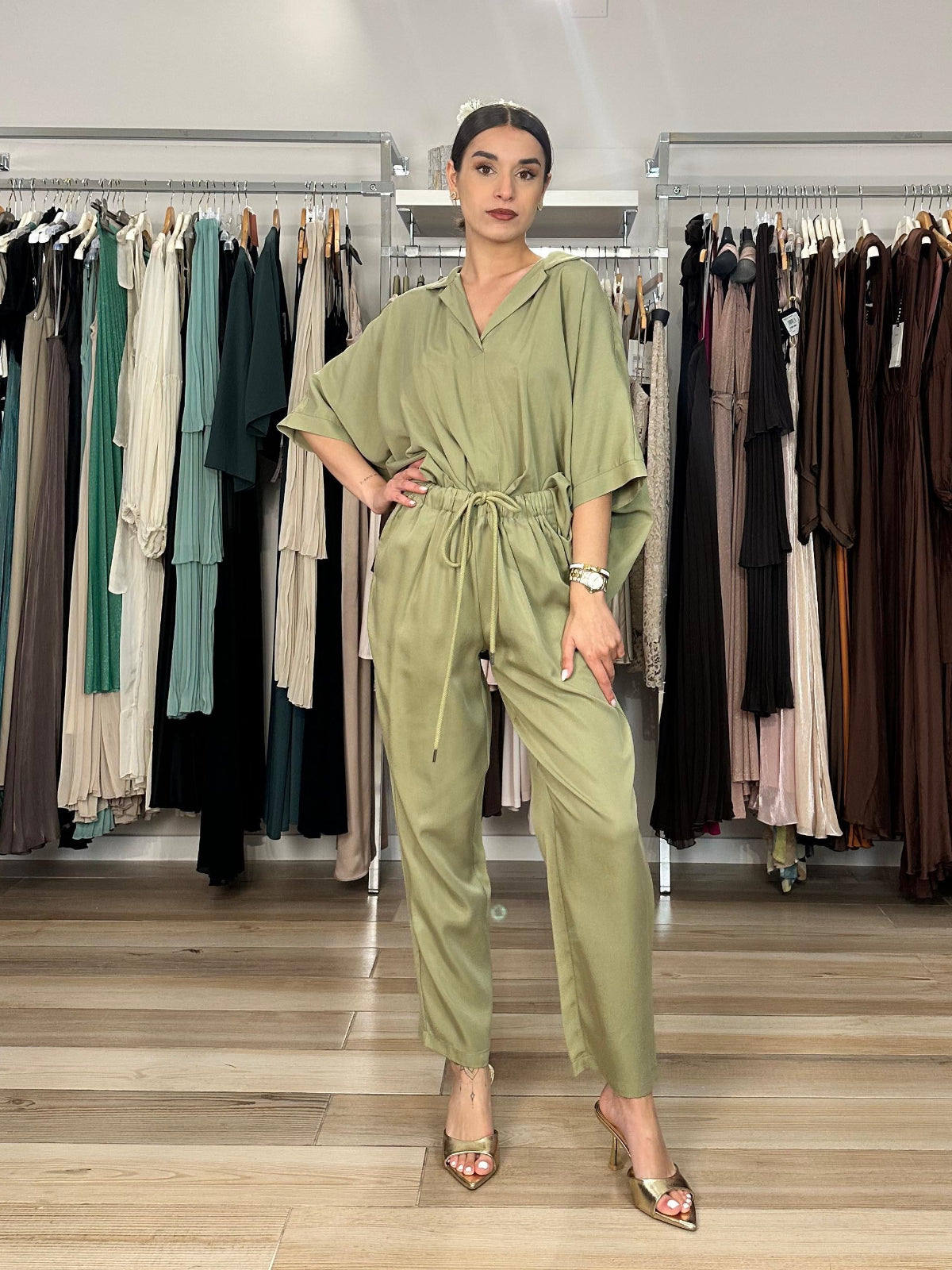 Kocca blusa over verde dettaglio