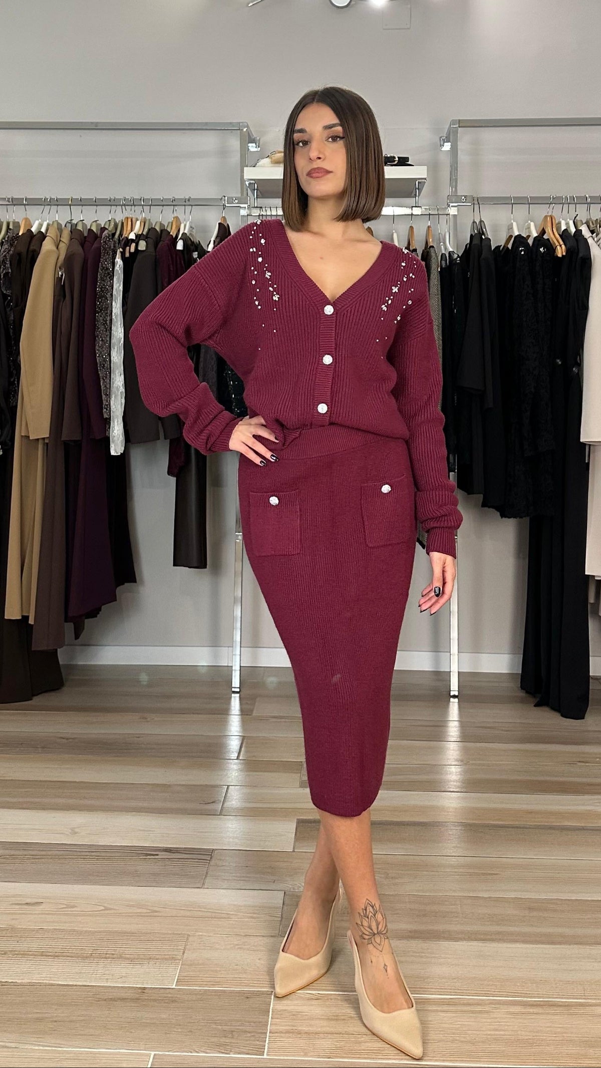 Kocca cardigan con pietre gioiello