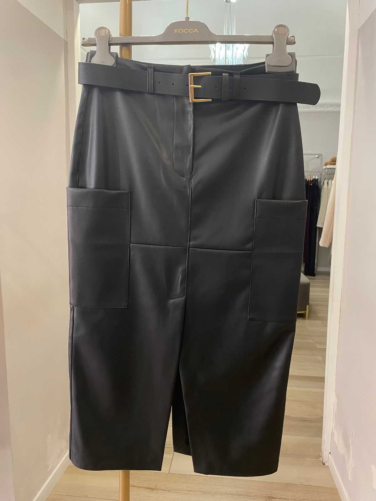 Kocca gonna longuette in ecopelle nera